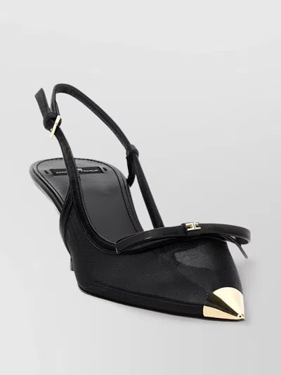 Elisabetta Franchi 100mm Logo-plaque Leather Sandals In Black