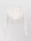 Elisabetta Franchi Bow Detail Long Sleeves Chest Pockets Tops In White