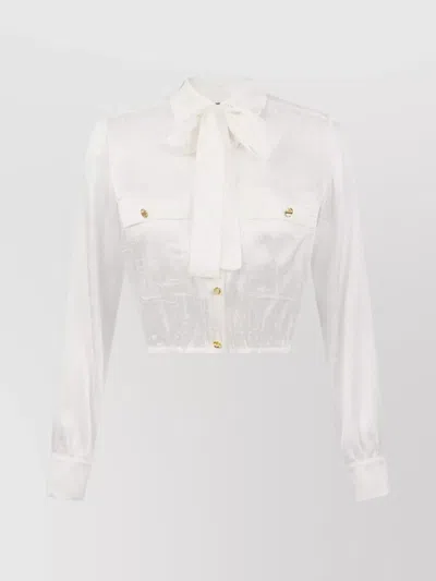 ELISABETTA FRANCHI BOW DETAIL LONG SLEEVES CHEST POCKETS TOPS