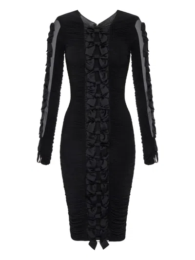 Elisabetta Franchi Bow-detail Midi Dress In Black