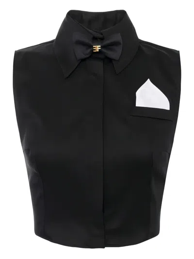 Elisabetta Franchi Bow-detail Pocket Shirt In Black