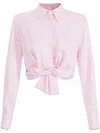Elisabetta Franchi Bow-detail Poplin Shirt In Pink