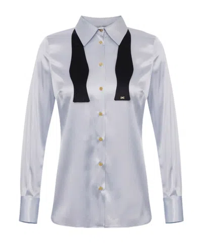 Elisabetta Franchi Bow-detail Silk Shirt In White