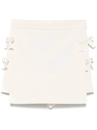Elisabetta Franchi Bow-detail Skorts In Butter