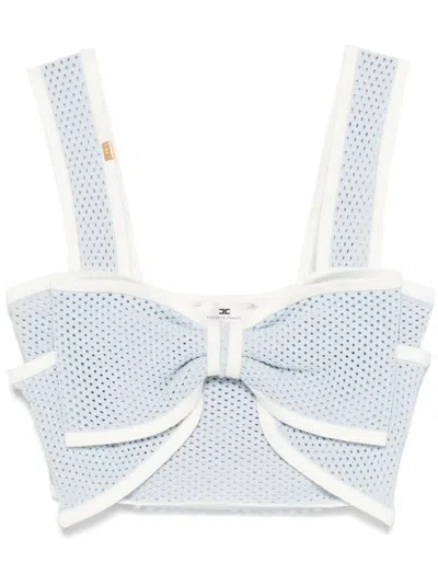 Elisabetta Franchi Cropped-top Mit Schleifendetail In Sky Blue/avorio