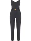 Elisabetta Franchi Bow-detailing Crepe Jumpsuit In Grey