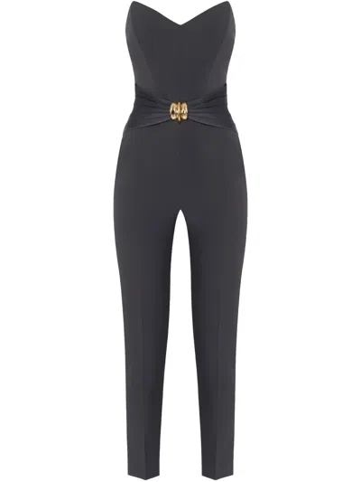 Elisabetta Franchi Bow-detailing Crepe Jumpsuit In Grey
