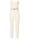 Elisabetta Franchi Bow-detailing Crepe Jumpsuit In Neutrals