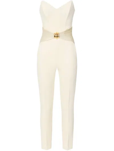 Elisabetta Franchi Bow-detailing Crepe Jumpsuit In Neutrals