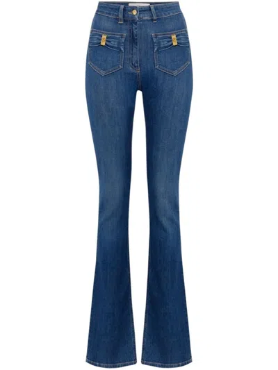 Elisabetta Franchi Women's Bow Detailing Flared Jeans In 104 Blue Denim