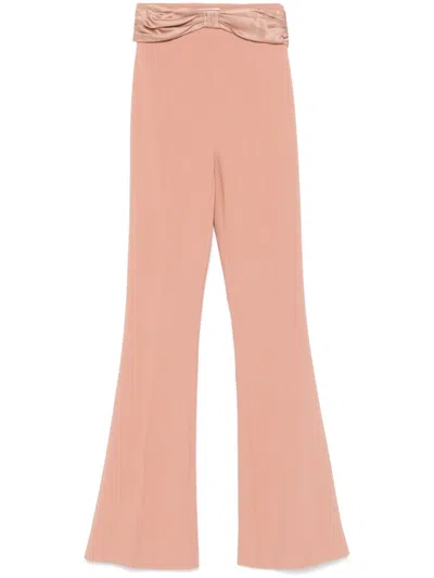 Elisabetta Franchi Bow-detailing Trousers In Neutrals
