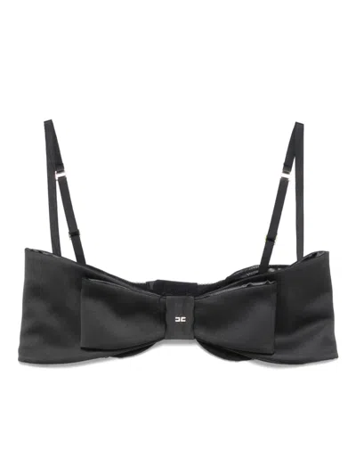 Elisabetta Franchi Top Aus Duchesse-satin Mit Schleife In Black