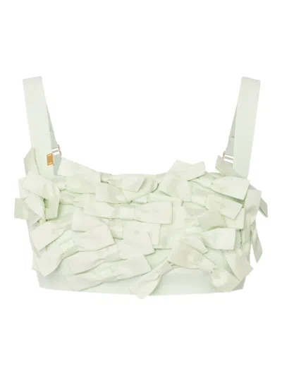 Elisabetta Franchi Bow-embellished Crop Top In Green