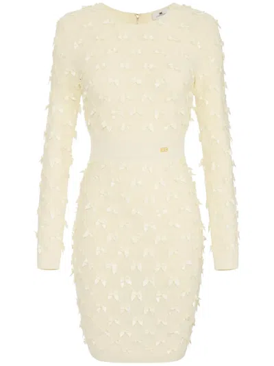 Elisabetta Franchi Bow-embellished Midi Dress In Nude