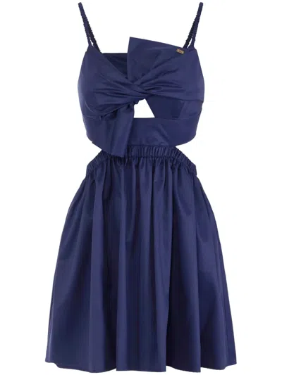 Elisabetta Franchi Bow Detail Cut-out Mini Dress In Navy