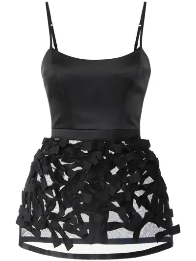 Elisabetta Franchi Bow-embellished Satin Dress In Black