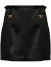 Elisabetta Franchi Bow-embellished Satin Mini Skirt In Black