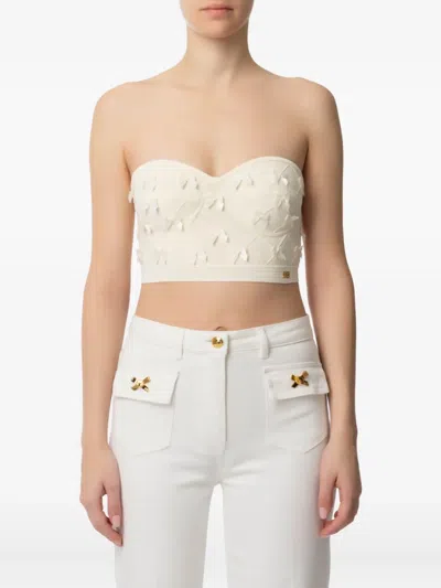 Elisabetta Franchi Bow-embellished Strapless Top In Neutral