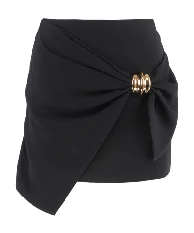 ELISABETTA FRANCHI ELISABETTA FRANCHI MACRO BOW FLOWING CRÊPE MINISKIRT