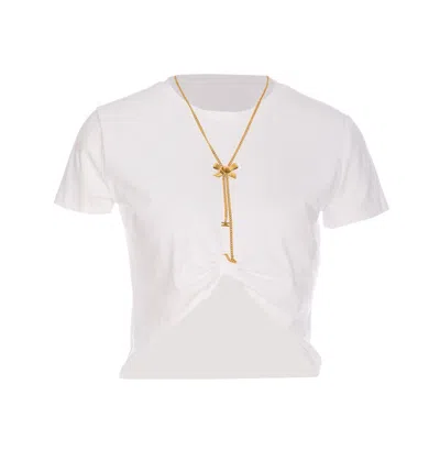 Elisabetta Franchi Bow-necklace Jersey T-shirt In White