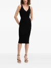 Elisabetta Franchi Bow Ribbed Dress In Black