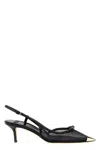 Elisabetta Franchi Black Bow Slingback Heels In Black