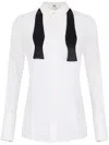 Elisabetta Franchi Camicia In Georgette Con Cravattino In White