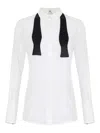 Elisabetta Franchi Camicia In Georgette Con Cravattino In White