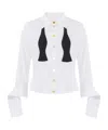 Elisabetta Franchi Cropped Top With Long Cuffs And Buttons In White