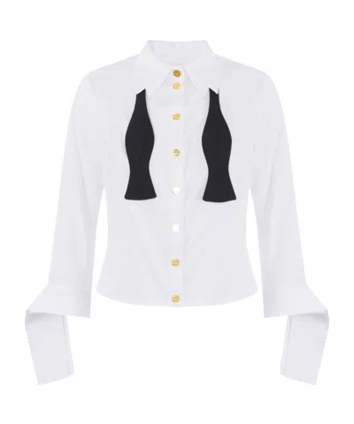 ELISABETTA FRANCHI ELISABETTA FRANCHI BOW TIE POPLIN SHIRT