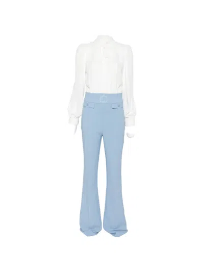 Elisabetta Franchi Bow-detail High-waisted Jumpsuit In White