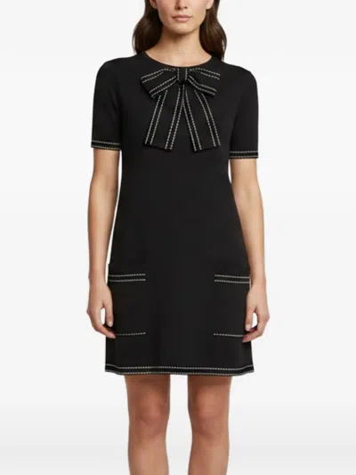 Pre-owned Elisabetta Franchi Bow-detail Mini Dress In Black