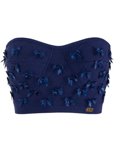 Elisabetta Franchi Bows-embellished Top In Blue
