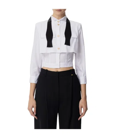Elisabetta Franchi Bowtie Poplin Shirt In Black