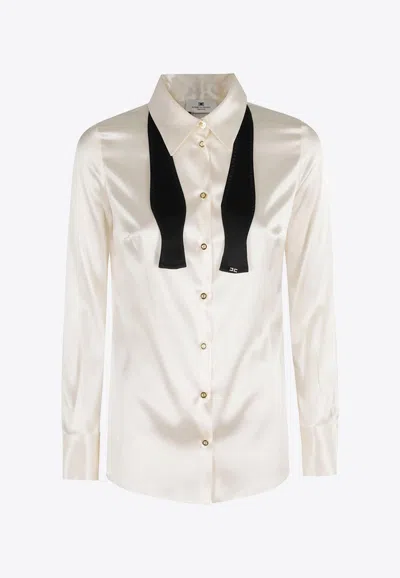 Elisabetta Franchi Bow-tie Silk Shirt In Neutral