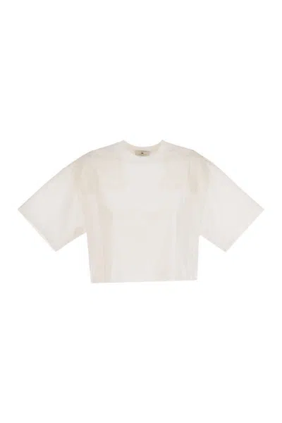 Elisabetta Franchi Boxy Cut Jersey T-shirt In Grey