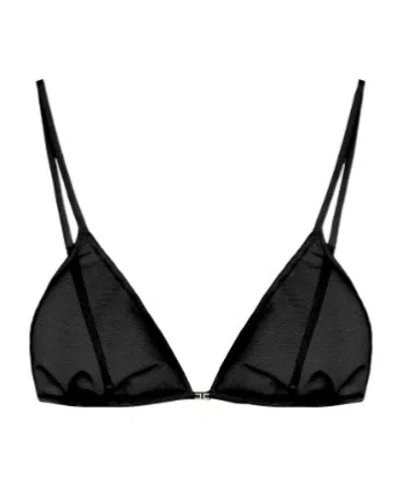 Elisabetta Franchi Bra In Satin And Tulle In Black