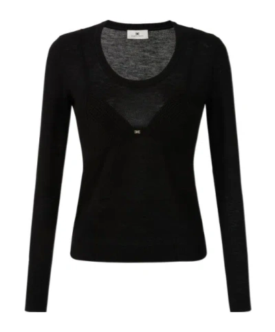 Elisabetta Franchi Wool Blend Jumper In Black
