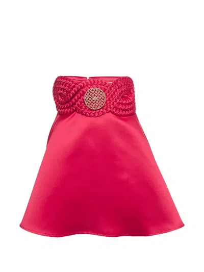 Pre-owned Elisabetta Franchi Braided-detail Strapless Mini Dress In Pink