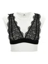 Elisabetta Franchi Blackwhite Bralette T-shirt In Bianco/nero