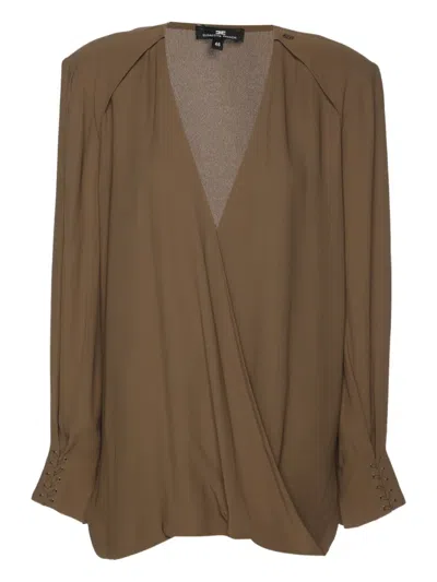 Pre-owned Elisabetta Franchi Crepe Blouse In Brown