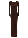 Elisabetta Franchi Draped Chain Detail Dress With Back Slit In Brown