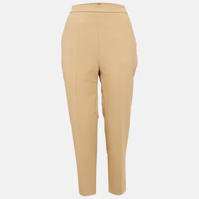 Pre-owned Elisabetta Franchi Brown Crepe Button Detail Trousers M