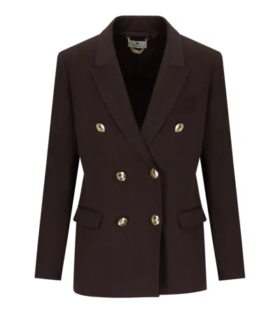 Elisabetta Franchi Brown Double-breasted Blazer