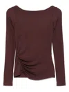 Elisabetta Franchi Brown T-shirt With Boat Neck Thin Straps In Black