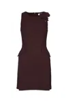 Elisabetta Franchi Sleeveless Floral Peplum Balloon Dress In Brown