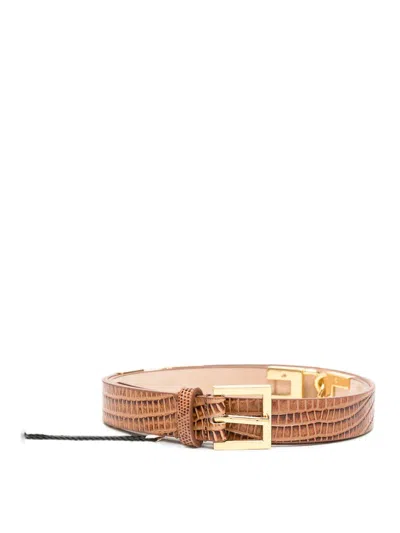 Elisabetta Franchi Brown Lizard-effect Leather Belt