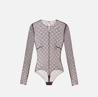 ELISABETTA FRANCHI BROWN LONG SLEEVE BODYSUIT
