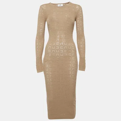 Pre-owned Elisabetta Franchi Brown Monogram Stretch Knit Bodycon Dress S