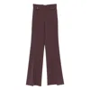 Elisabetta Franchi Bordeaux Wide-leg Trousers With Gold-accent Buckle Detail In Brown
